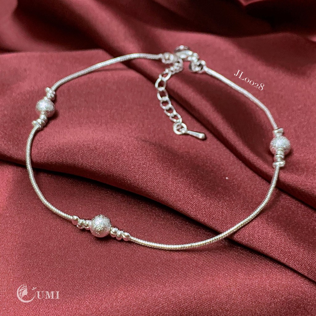 Lắc Chân Bạc 925 Thiết Kế Bi Đan Xen Phong Cách Hàn Quốc UMI JL028