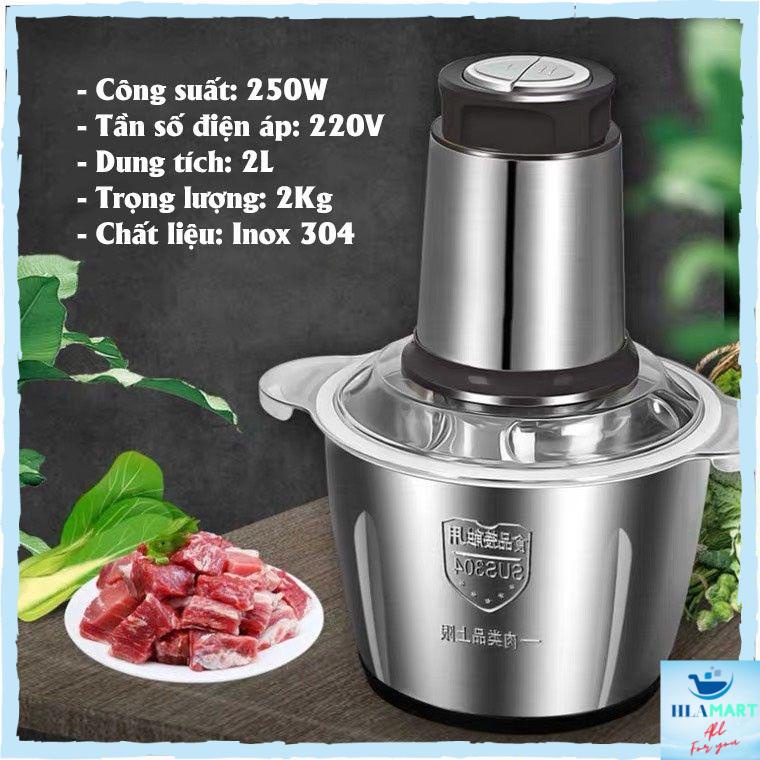 Máy Xay Thịt Đa Năng Dung Tích 2L, Cối SUS304, 4 Lưỡi Dao, Động Cơ Lõi Đồng Công Suất 250W Mạnh Mẽ, Tặng Kèm 1 Bộ Dao