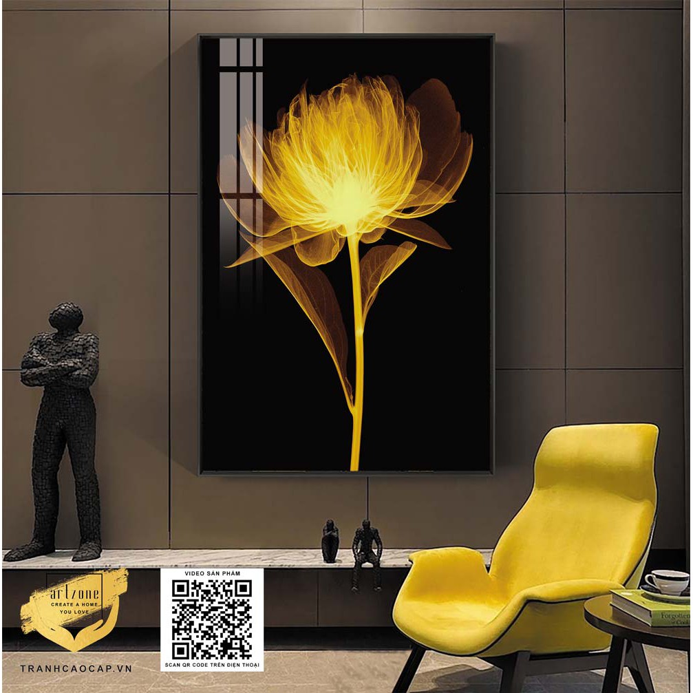 [Siêu bền] Tranh Mica cao cấp Bông hoa vàng kim nghệ thuật