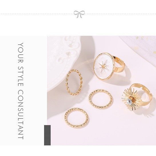 Set 5 Nhẫn Đeo Khớp Ngón Tay Thời Trang Cho Nữ