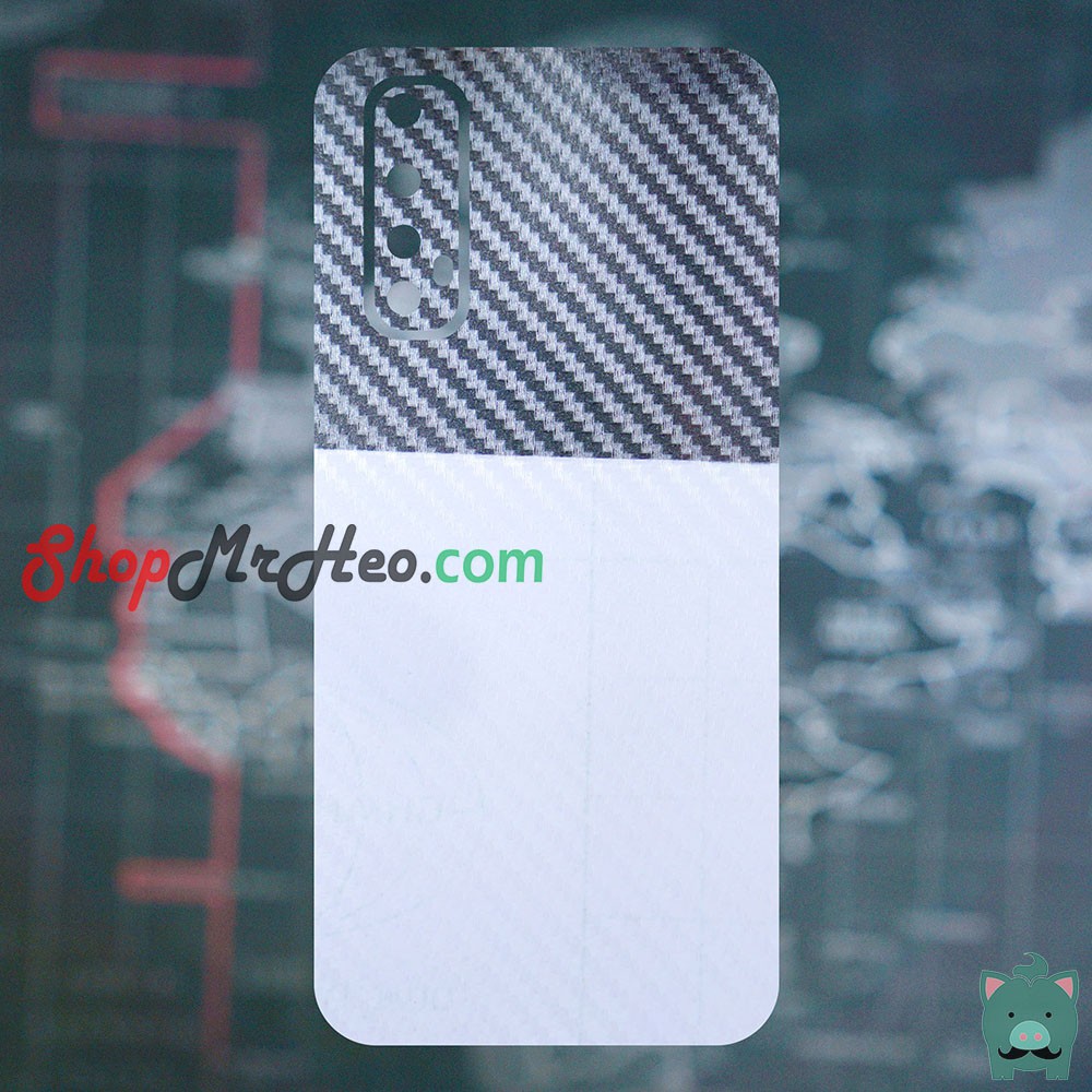 Skin Dán Mặt Sau Lưng Vân 3D Realme 7 - Realme 7 Pro - Realme 7i - Realme C17 - Carbon, Hình hộp, Nhám, Vân Da