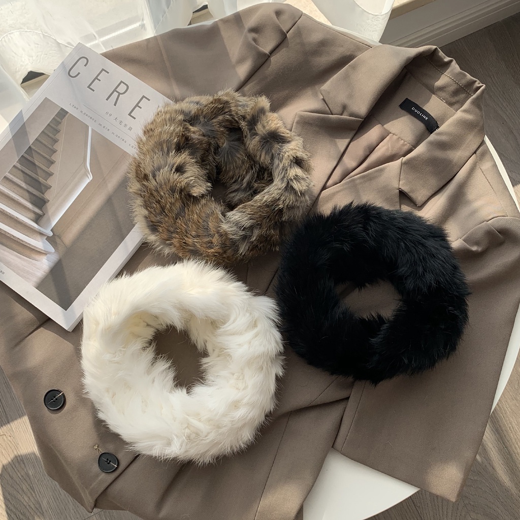 Băng đô bản rộng vải nhung lông thỏ phong cách Hàn Quốc và Nhật Bản siêu xinh đẹp thời trang thu đông ấm áp cho trẻ em
