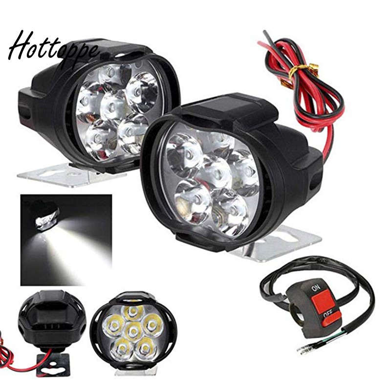 Bộ 2 Đèn Pha Led 6 Bóng Cho Xe Mô Tô