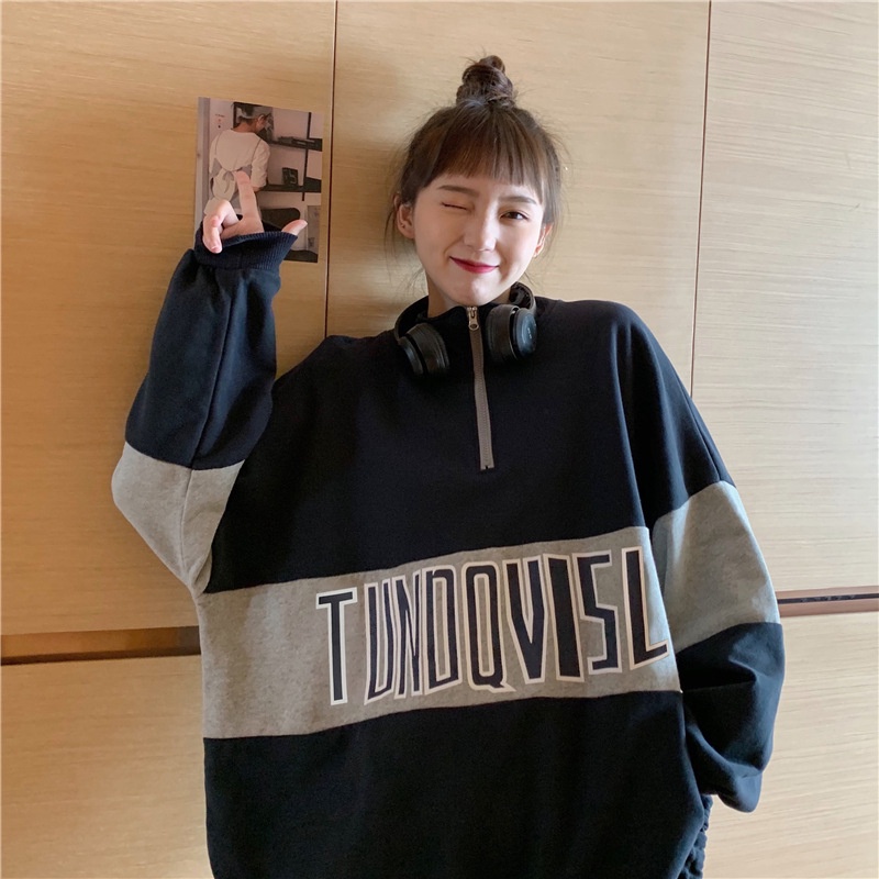 Áo Polo Dài Tay Phối Cổ Bẻ Khóa Zip Chất Nỉ Ngoại,Áo Sweater Cổ Bẻ Nam Nữ Phong Cách Ullzang
