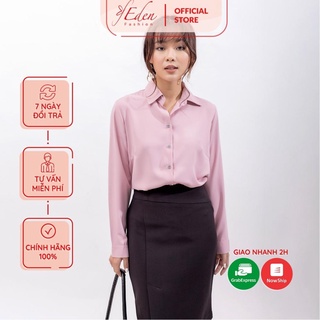 Áo sơ mi kiểu nữ công sở thời trang thời trang Eden tay dài dáng suông freesize vải đẹp - ASM083