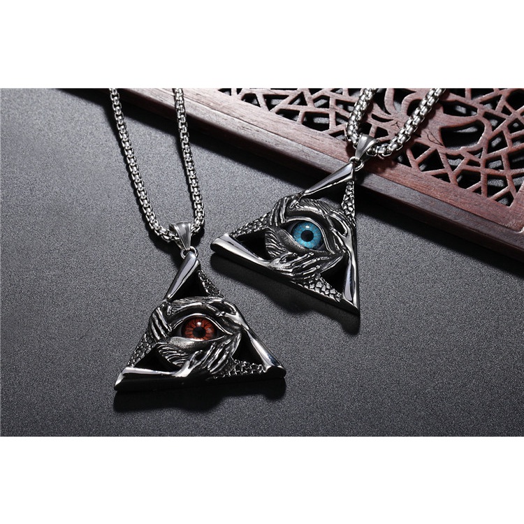 Dây chuyền titan conmắt tam giác Illuminati không gỉ MN07