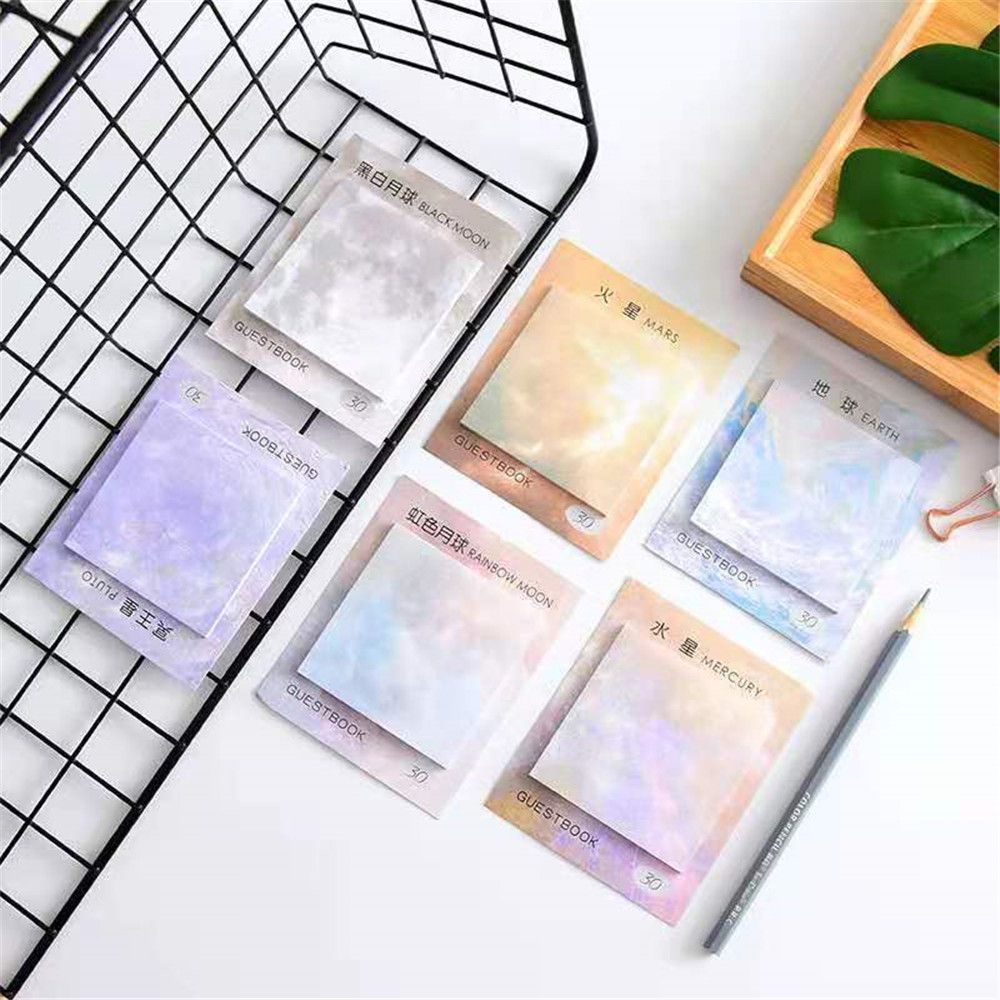 Tập Giấy Ghi Chú Nhiều Màu Sắc Họa Tiết Hành Tinh / Trái Đất / Mặt Trăng / Vũ Trụ Độc Đáo Galaxy