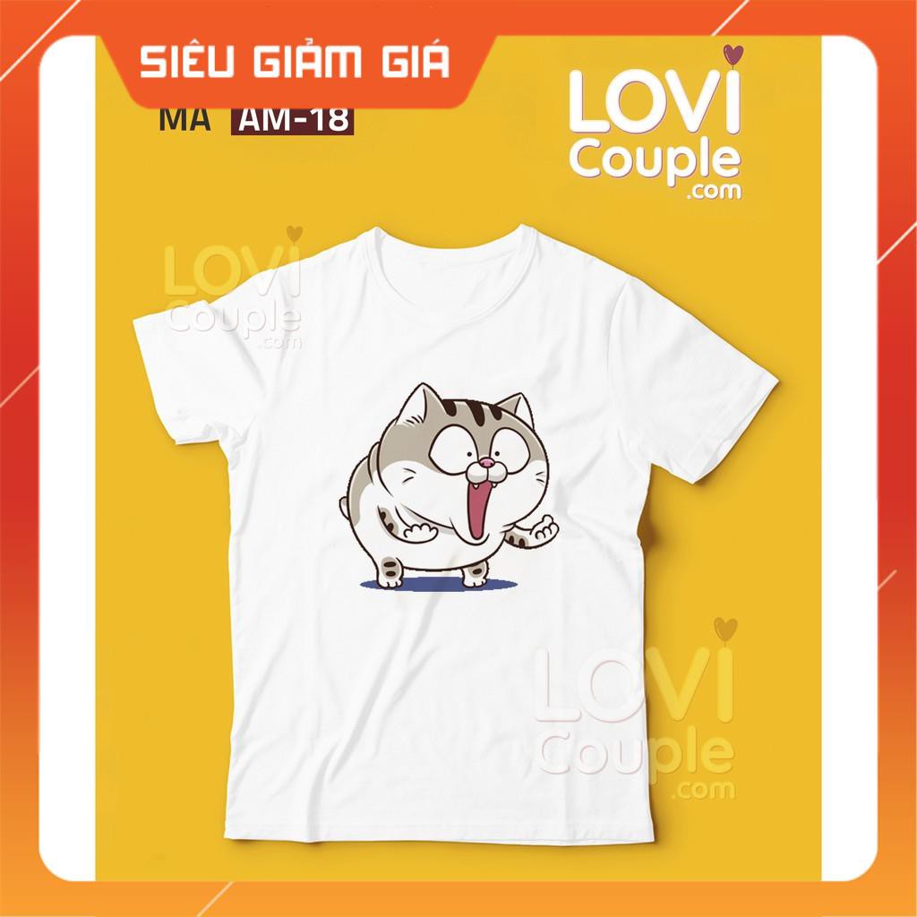ÁO ĐÔI - Áo thun in mèo AMI bụng bự AM17-24 - LoviCouple - Có FeedBack