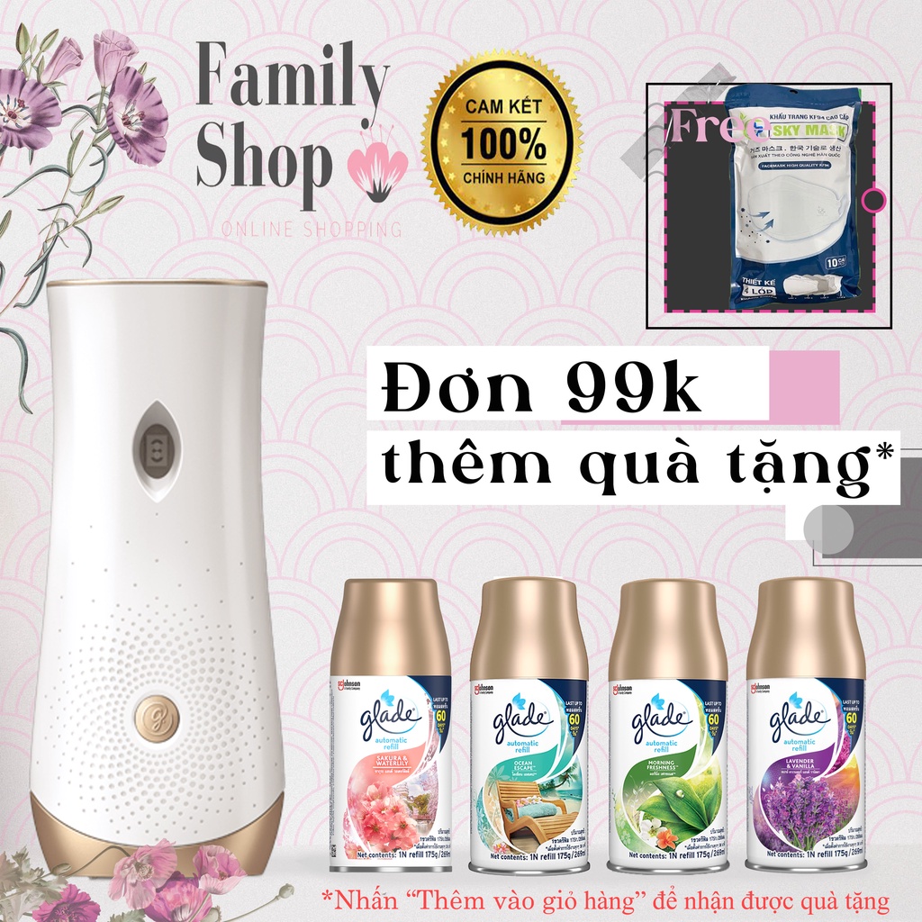 Glade Lõi và Máy Xịt Thơm Phòng Tự Động.