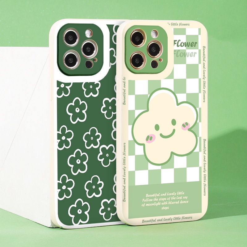 Ốp Điện Thoại iphone HOA xanh mát ốp vuông iPhone 12 8plus 11promax 7plus 6Plus 7Plus X Xs Max 13 Promax tr204