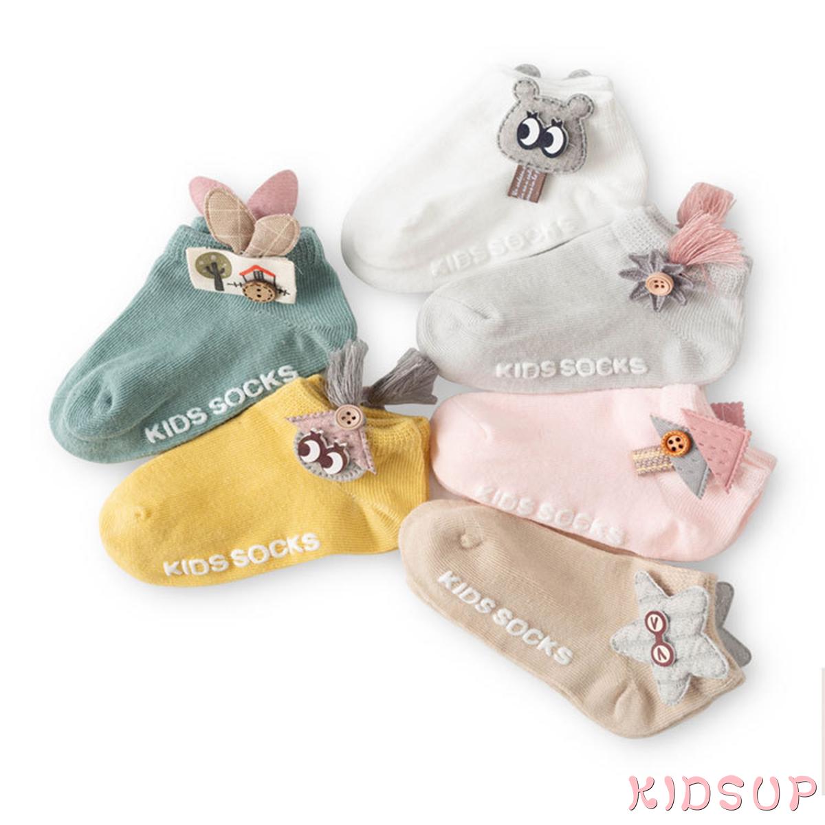 Set 3 Đôi Vớ Cotton Cổ Thấp Thoáng Khí Chống Trượt Thời Trang Mùa Hè Cho Bé