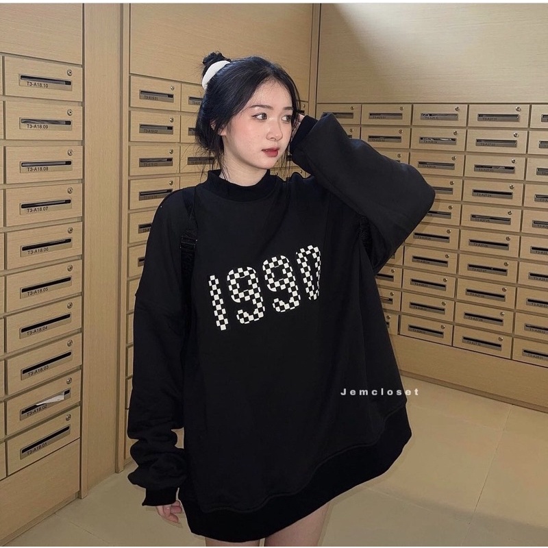 Áo sweater cổ 5p số 1990 chất nỉ bông dày dặn nam nữ | BigBuy360 - bigbuy360.vn