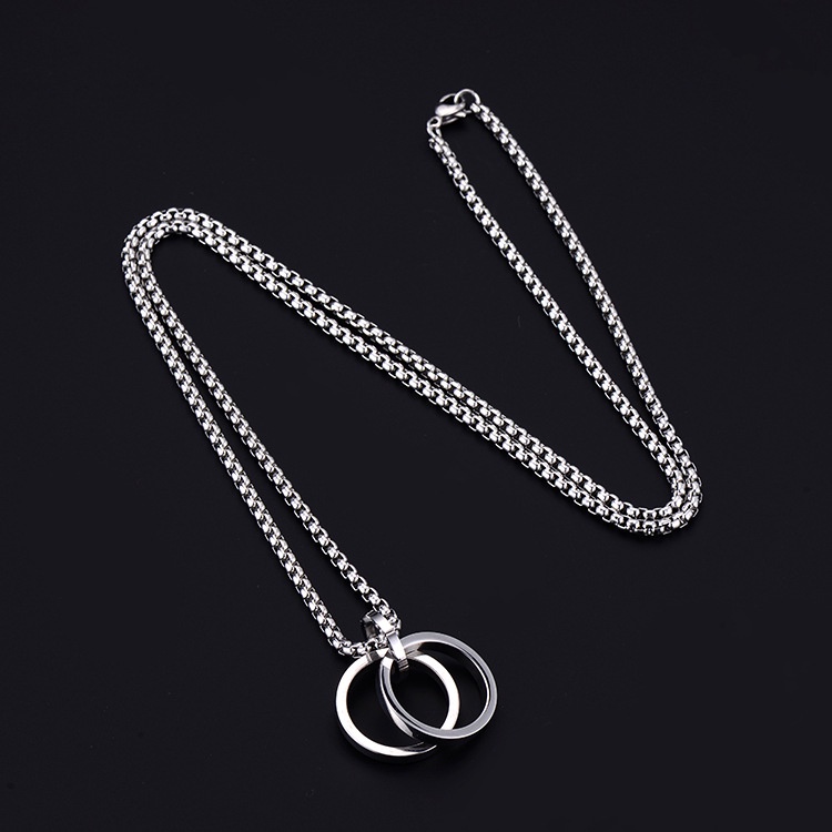 Dây Chuyền Nam Nữ Unisex Basic Punstore Chất Ngầu Hàn Quốc Titan Màu Bạc Đẹp - Vòng Cổ 2T