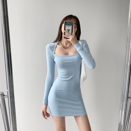 Váy ôm 🌼NaNo Studio🌼 Đầm tôn dáng cổ vuông sang chảnh body hot trend 2021 vải thun dệt kim | BigBuy360 - bigbuy360.vn