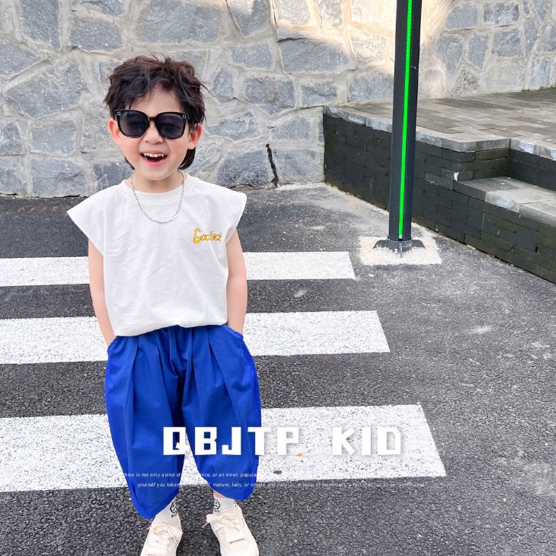 Áo Thun 100% Cotton Không Tay Phong Cách Hàn Quốc Thời Trang Mùa Hè 2022 Dành Cho Bé Trai