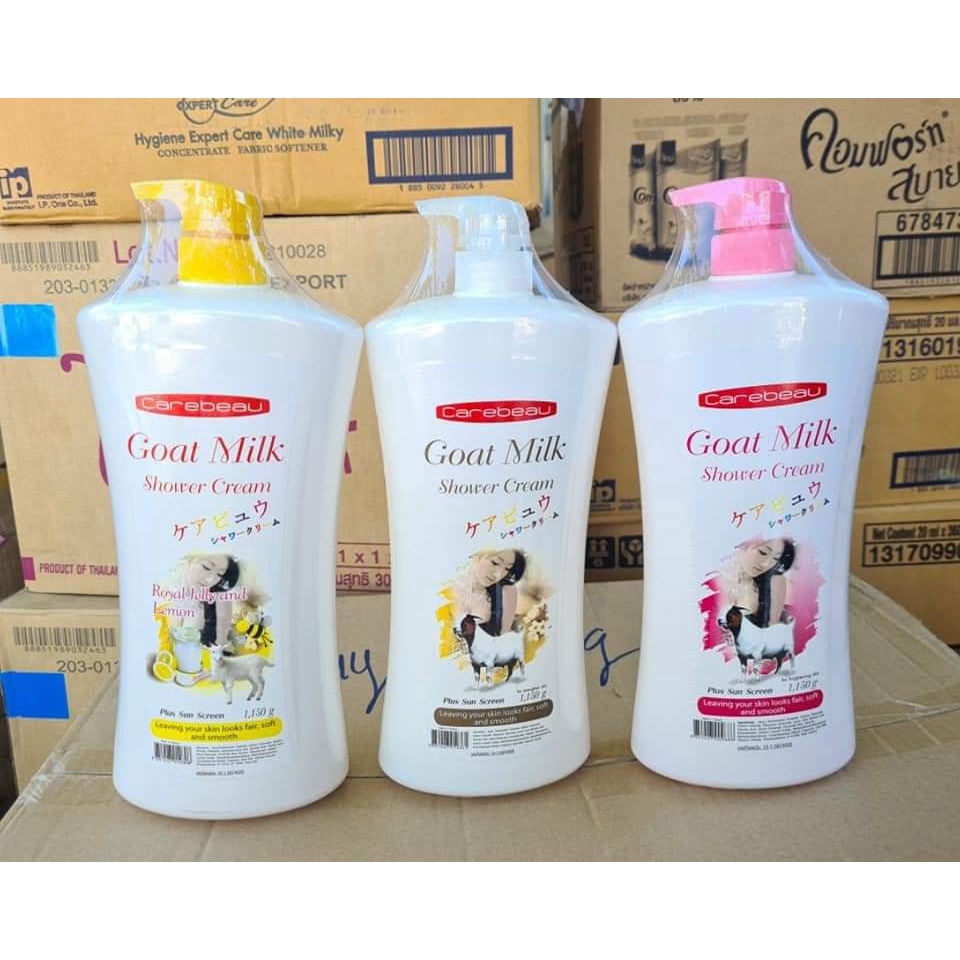 01 Chai Sữa Tắm Sữa Dê Trắng Da Dưỡng Ẩm Goat Milk Carebeau Thái Lan 1150gram