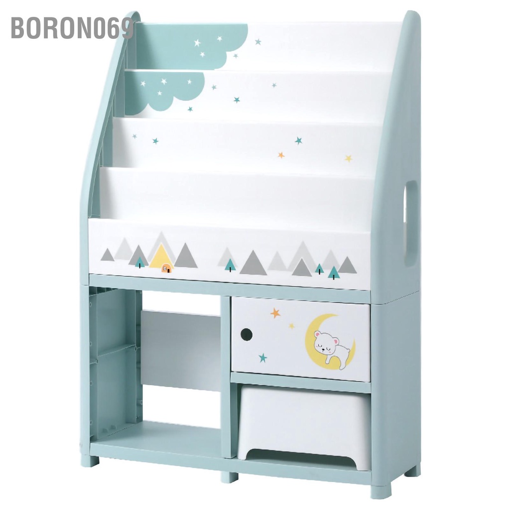 Giá sách lưu trữ cho trẻ em lớn bé đựng thân thiện với môi trường PP dành Kệ hình ảnh Boron069