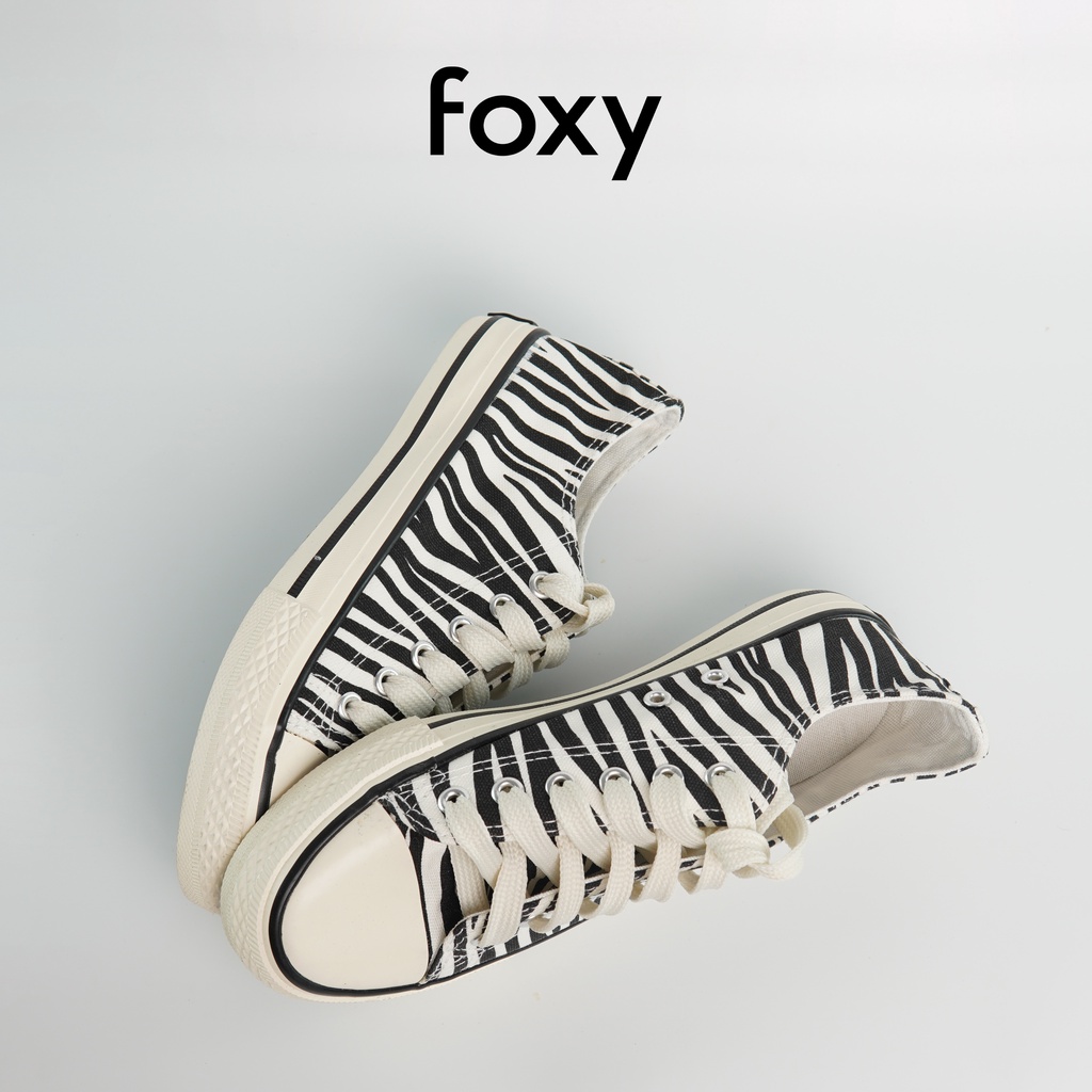 Giày Sneaker Nữ FOXY Dáng CV Cổ Thấp Đế Bằng Hoạ Tiết Ngựa Vằn - FOX036