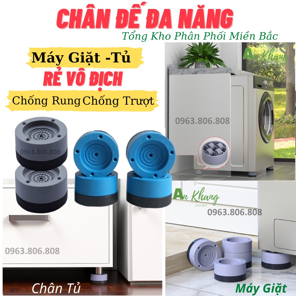 (Thanh Lý New) Chân Đế Chống Rung Máy Giặt Cao Su -Bộ 4 Đế Chống Rung Chống Ồn SILICON-Chân Đỡ Kê Đa Năng