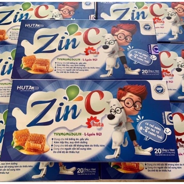 ZINC HUTA vị ngon dễ uống- kẽm Siro Zn bổ sung kẽm tăng sức đề kháng cho bé hộp 20 ống
