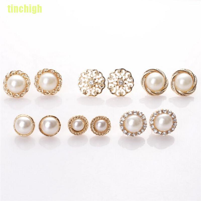 Bộ 6 Đôi Bông Tai Trai / Kim Cương / Trai / Kim Cương Nhân Tạo Thanh Lịch