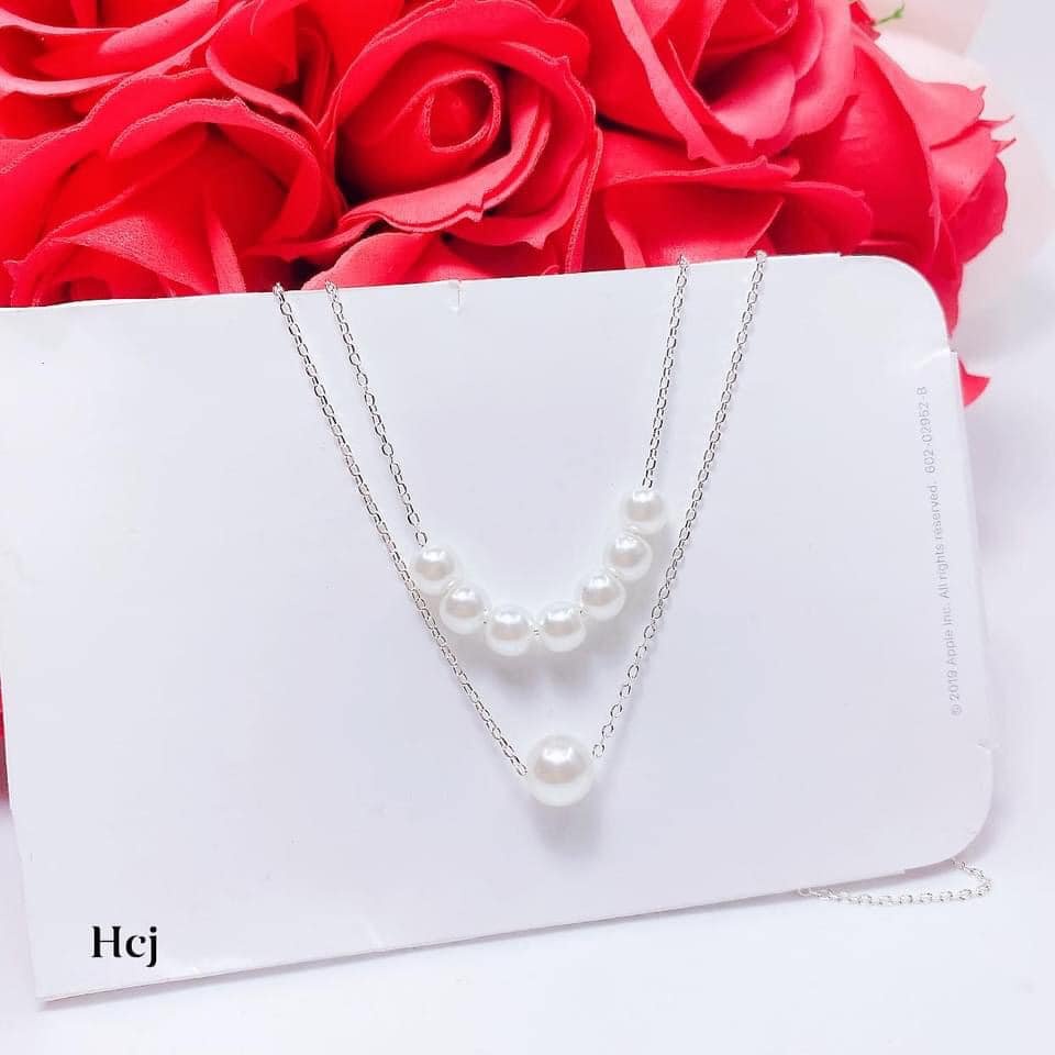 Dây chuyền đôi đính hạt xinh xắn sang chảnh LINH MIU SILVER