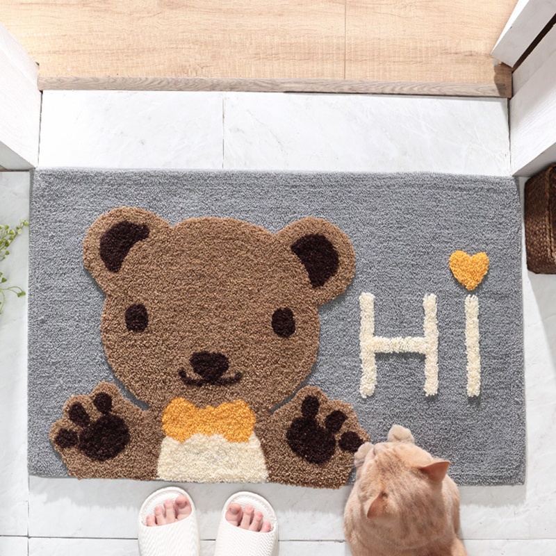 Thảm Chùi Chân Siêu Thấm Nước Cao Cấp Hình Ếch / Gấu Dễ Thương