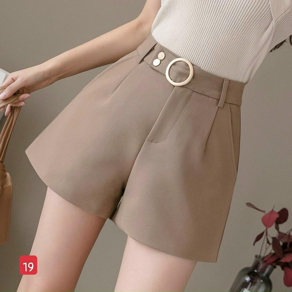 Quần short nữ cạp cao đai tròn vải tuyết mưa Hàn Quốc đẹp Q028 | BigBuy360 - bigbuy360.vn