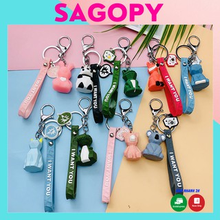 Móc khóa khủng long cute treo balo, cài túi xách tote, móc khóa đôi hình gấu bông dễ thương đa năng anime pubg giá rẻ