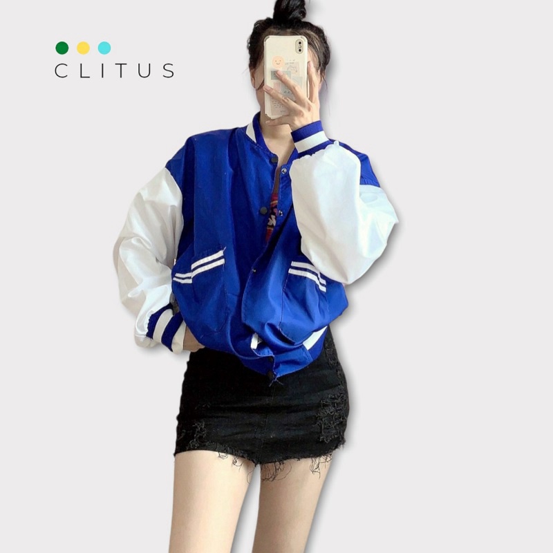 Áo Khoác Bomber Nữ Cổ Bóng Chày Viền Túi Chất Dù 2 Lớp Siêu Đẹp - CLITUS FASHION