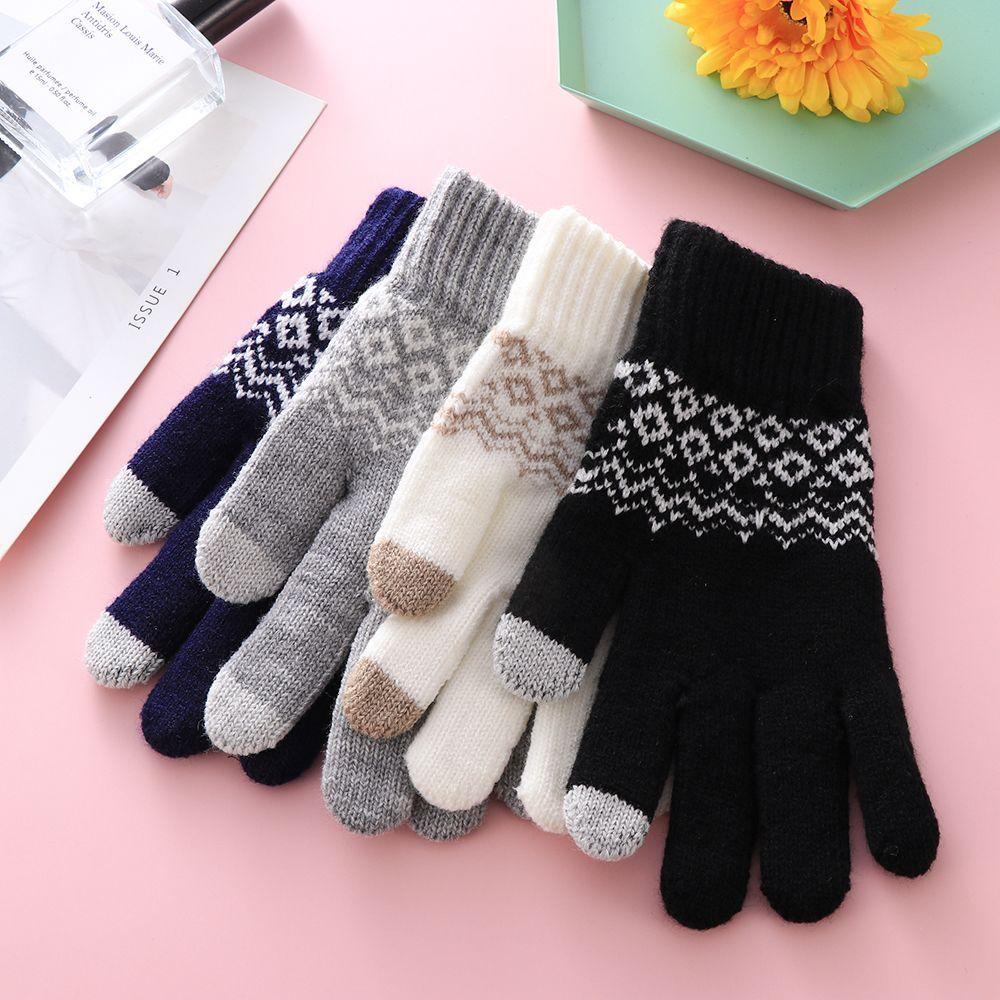 Găng Tay Lái Xe Dệt Kim Co Giãn Giữ Ấm Mùa Đông Hiệu Kat1