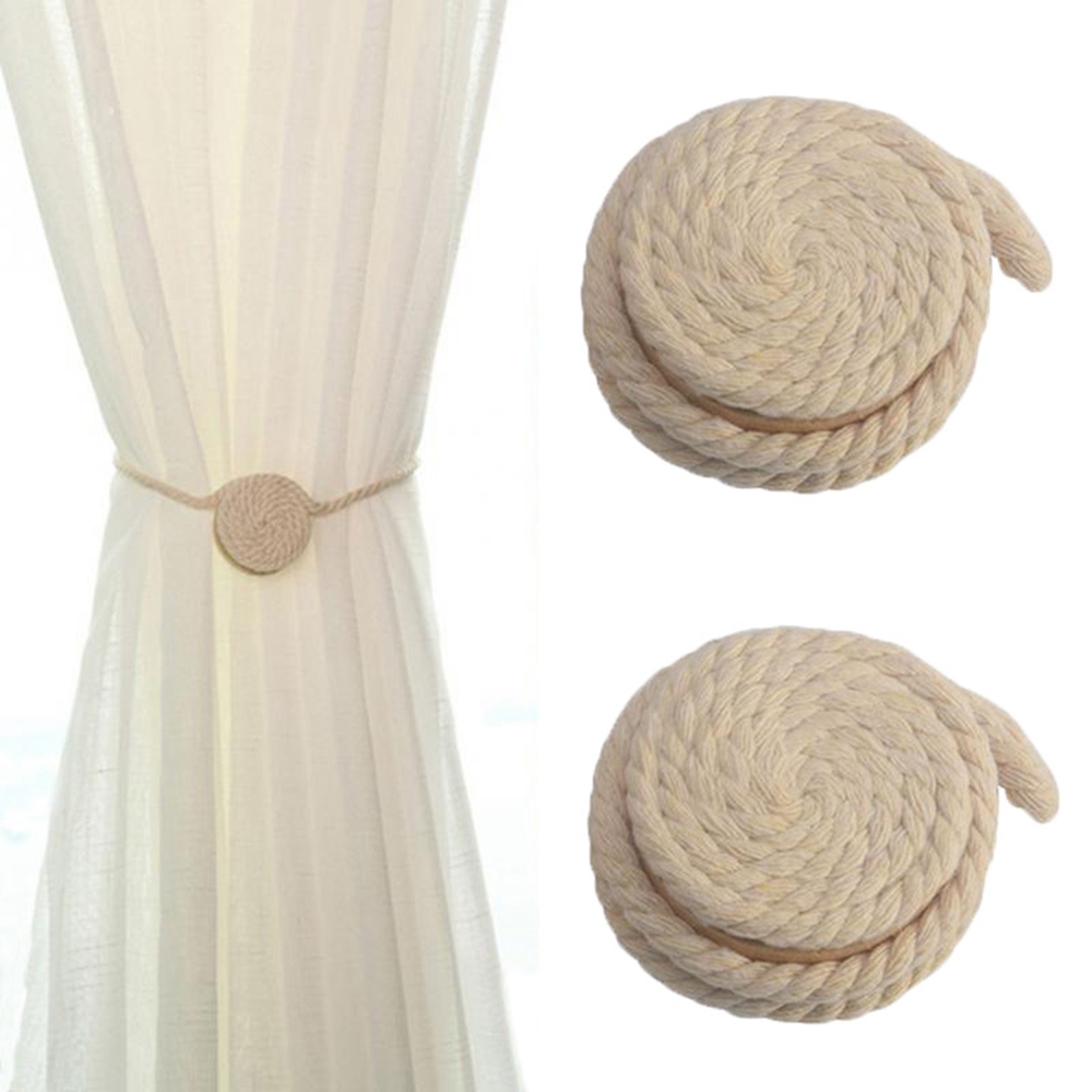 Dây Buộc rèm cửa sổ Cotton Có Giá Đỡ Nam Châm Không Cần Khoan Lỗ Phong Cách Châu Âu