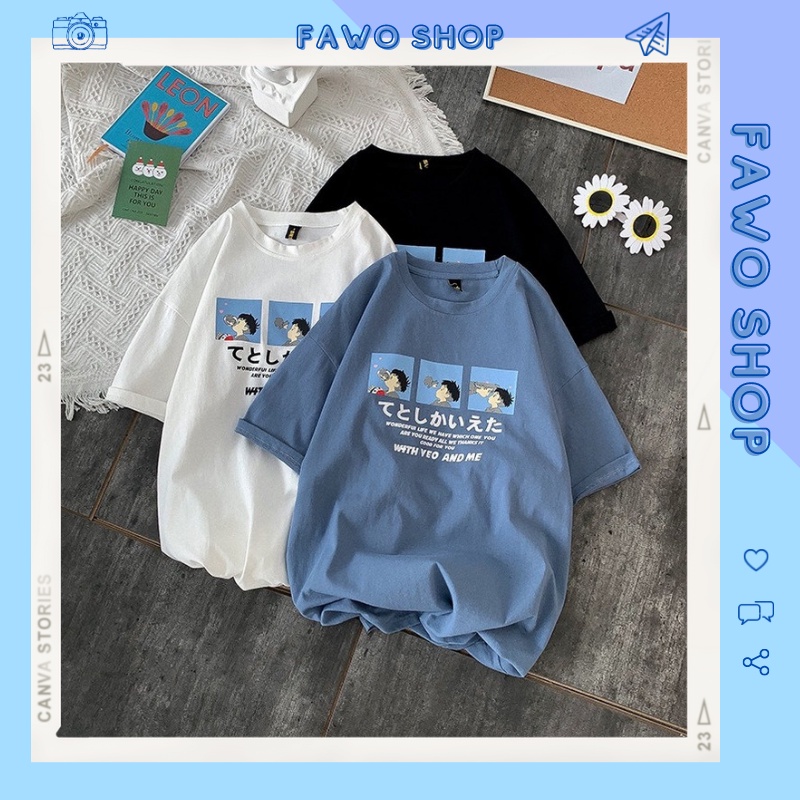 Áo thun Unisex form rộng tay lỡ, Áo phông nam nữ cotton thấm hút, dày dặn mềm mịn họa tiết BOY