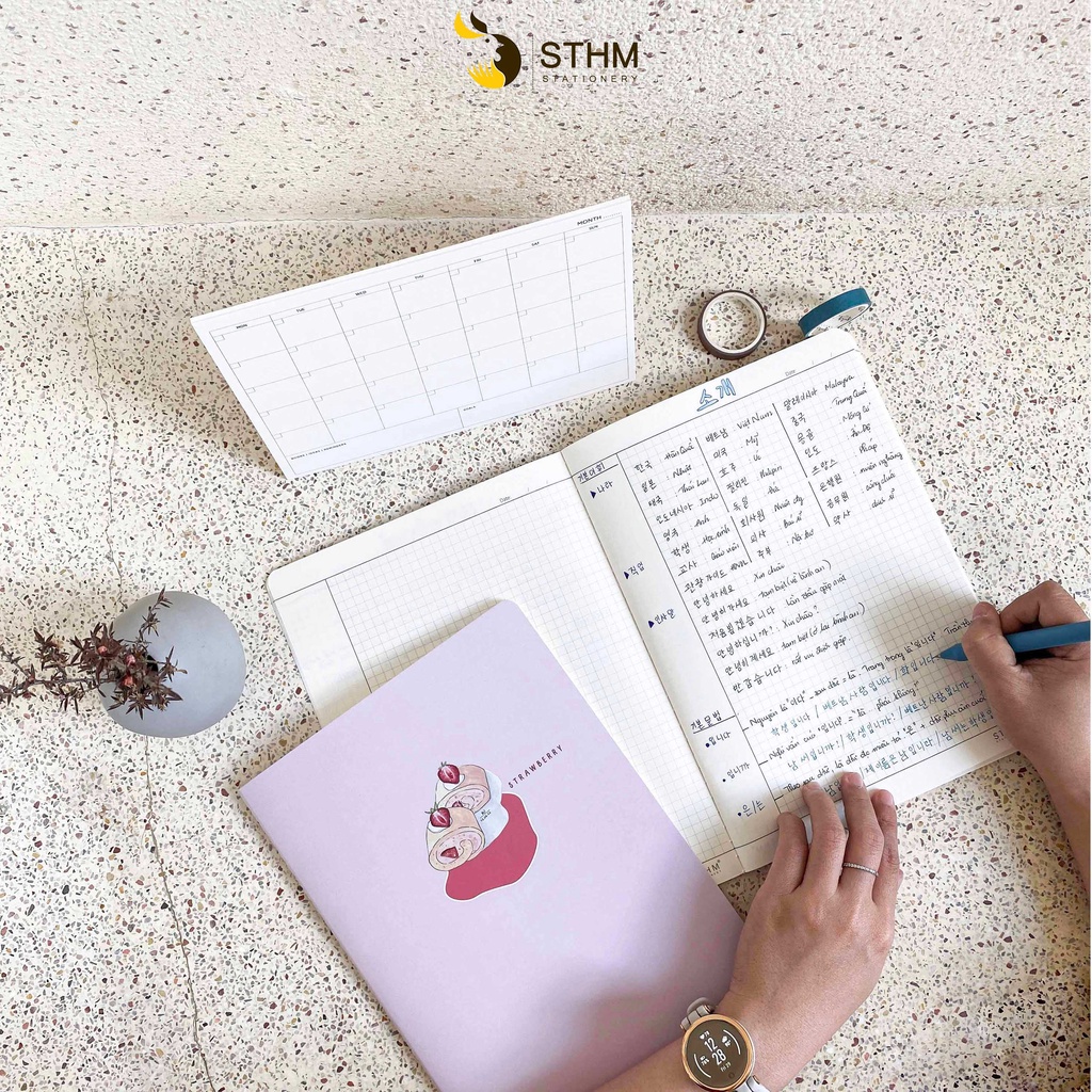 Tập vở học sinh khổ B5 STHM Ruột kẻ ngang, caro 80 trang giấy kem 80gsm chống lem chống thấm Ghi chép bài, takenote