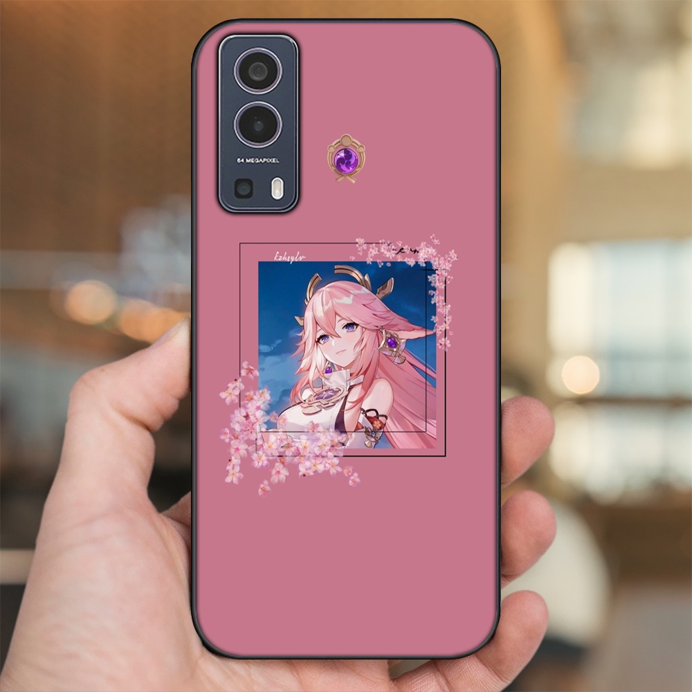 Ốp lưng Vivo Y72 5G viền đen in hình Yae Miko Genshin Impact