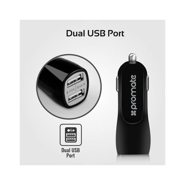 Bộ sạc Promate AutoKit-HM USB-C gồm Giá đỡ Ôto, Cáp Type-C, Cốc sạc Dual port