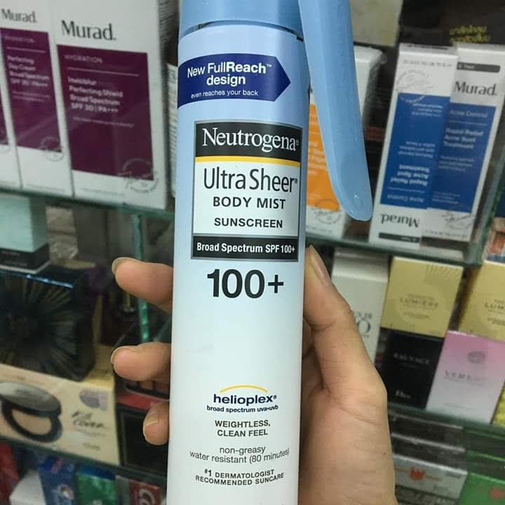 Xịt chống nắng Neutrogena Ultra Sheer Body Mist Sunscreen SPF 100+ 141g NỘI ĐỊA MỸ