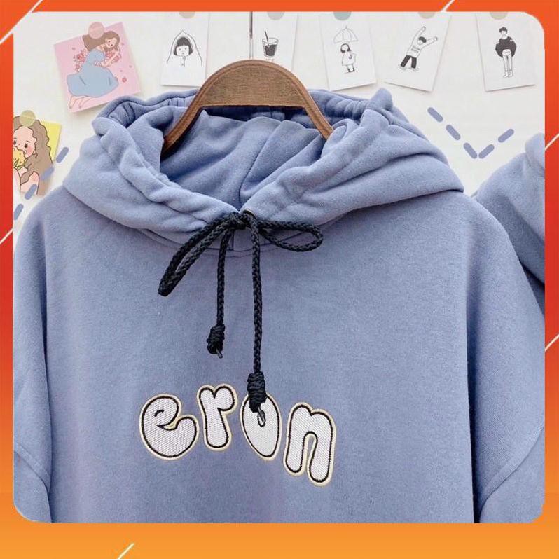 [Lên đồ là Đẹp] Áo Hoodie Nỉ Bông Tay Phồng  Eron Form Rộng Hai Màu Siêu Xinh