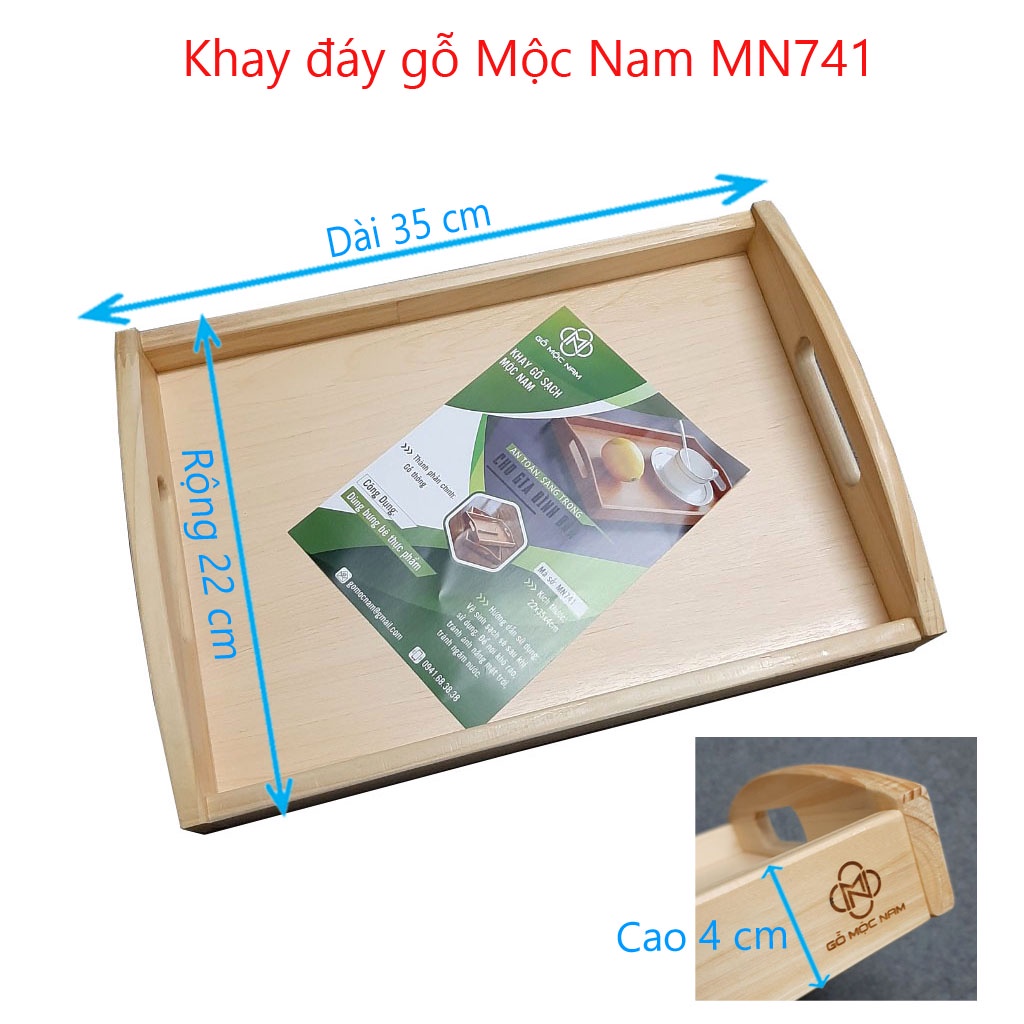 Khay đáy gỗ tự nhiên Mộc Nam MN741 35x22x4cm sang trọng