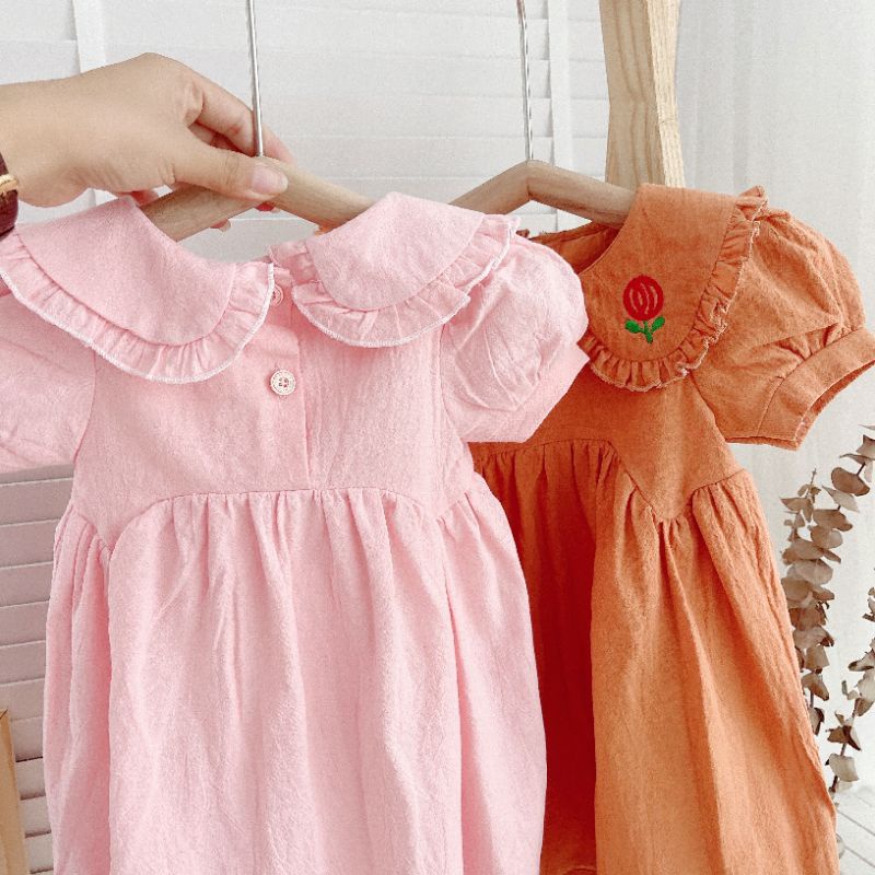 ✓8-22kg✓ Váy cổ sen thêu dáng basic mozi kids cho bé yêu