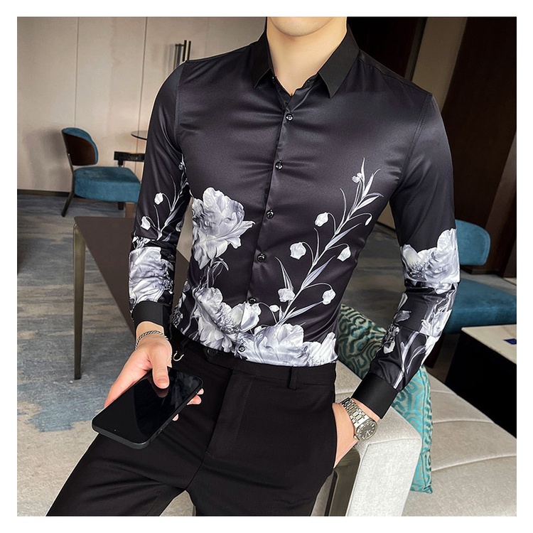 Áo sơ mi nam dài tay họa tiết xu hướng thời trang HALLA áo sơ mi kiểu công sở hàn quốc đẹp