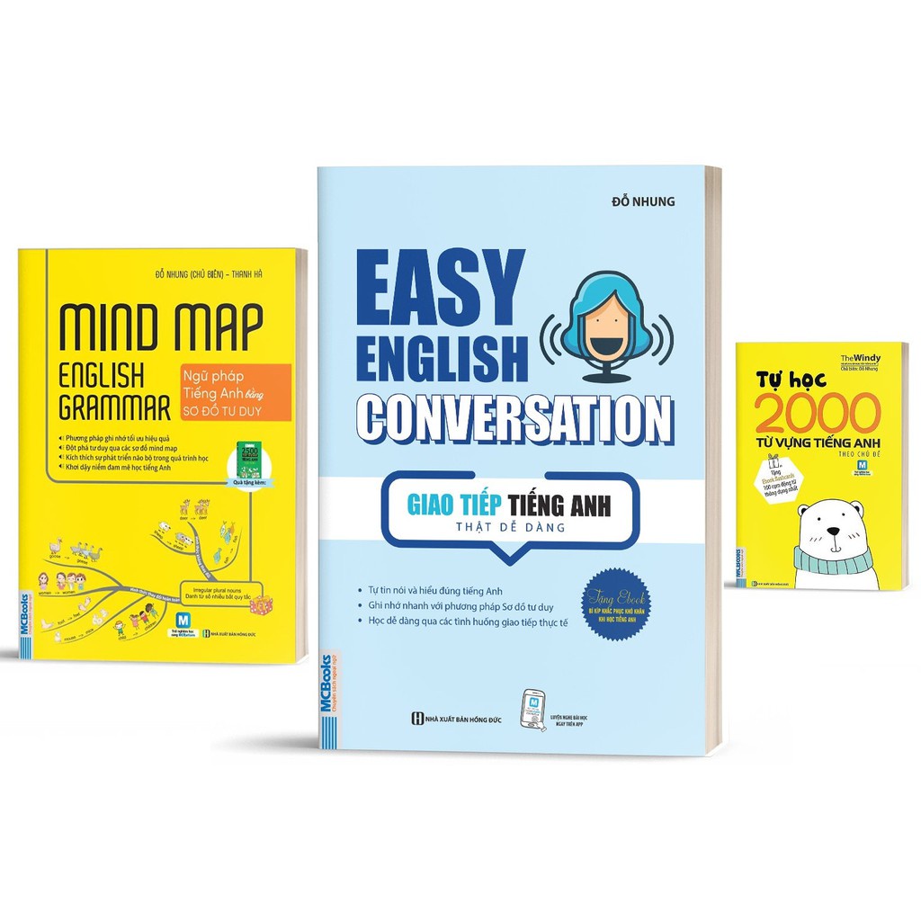 Sách - ComBo 2 Cuốn Mind Map English Grammar – Ngữ Pháp Tiếng Anh Bằng Sơ Đồ Tư Duy+Tự học 2000 từ vựng tiếng Anh