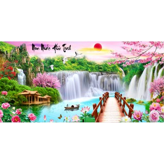 Tranh Đính Đá ABC 3D Non Nước Hữu Tình D9302 (KHÁCH TỰ ĐÍNH) KT:120X55CM