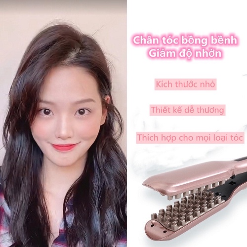 Máy dập xù bấm tóc phồng chân tóc vuông 2 in 1 kéo duỗi cao cấp 5 mức nhiệt hàng chính hãng