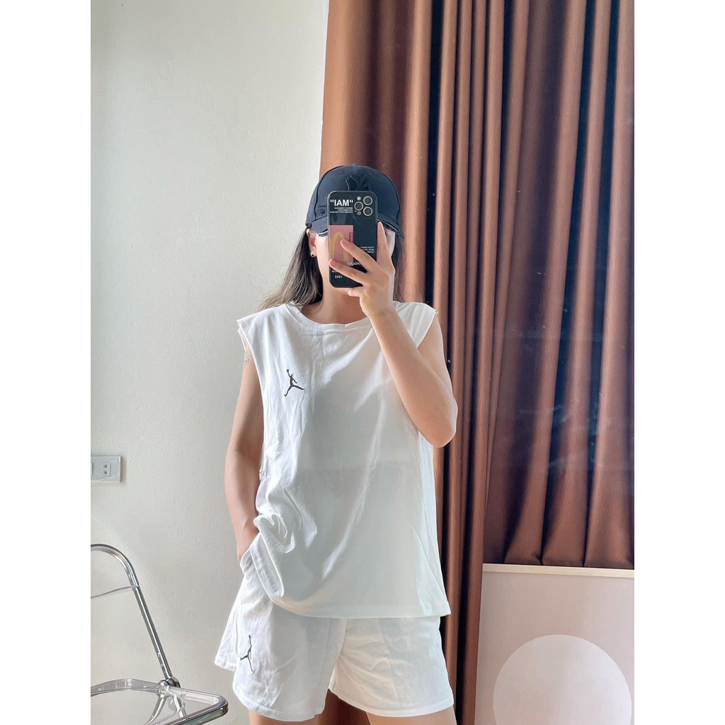 Set Đồ Nữ,Sét Bộ Nữ Áo thun Sát Nách Mix Quần Short Đùi In Logo  From Rộng Hàng Qc Loail 1 | BigBuy360 - bigbuy360.vn