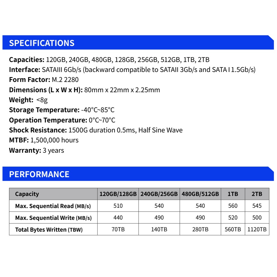 Ổ cứng SSD M2 SATA 128GB 256GB Netac N535N | M.2 2280 120Gb 240Gb 512GB