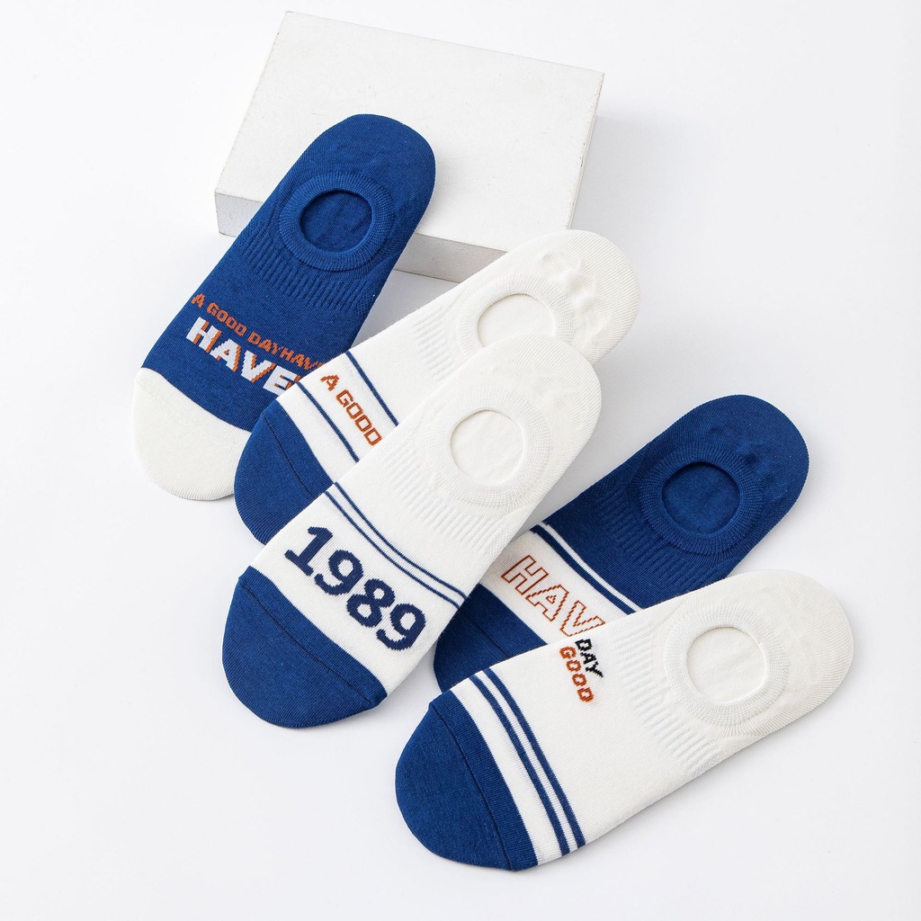 Hàng Có Sẵn Vớ Thể Thao cotton Miệng Nông Chống Trượt Màu Trắng Thời Trang Mùa Hè Cho Nam