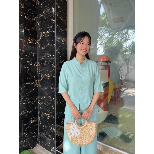thời trang đi chùa, set đồ lam phật tử cao cấp