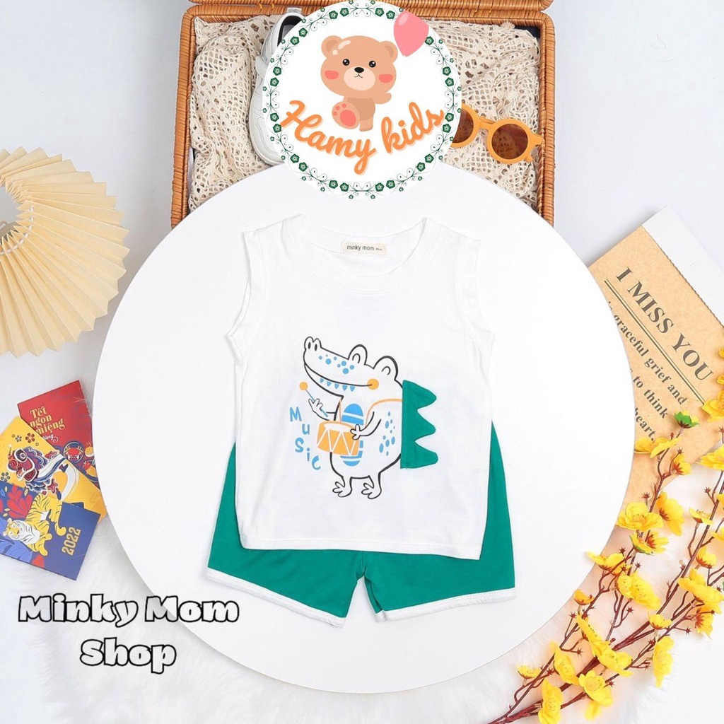 Bộ Ba Lỗ Minky Mom Chính Hãng Bé Trai Bé Gái Thun Lạnh Chi Tiết May Nổi Hình Động Vật Bé Từ 0-5 Tuổi Dưới 20kg- Hamykids
