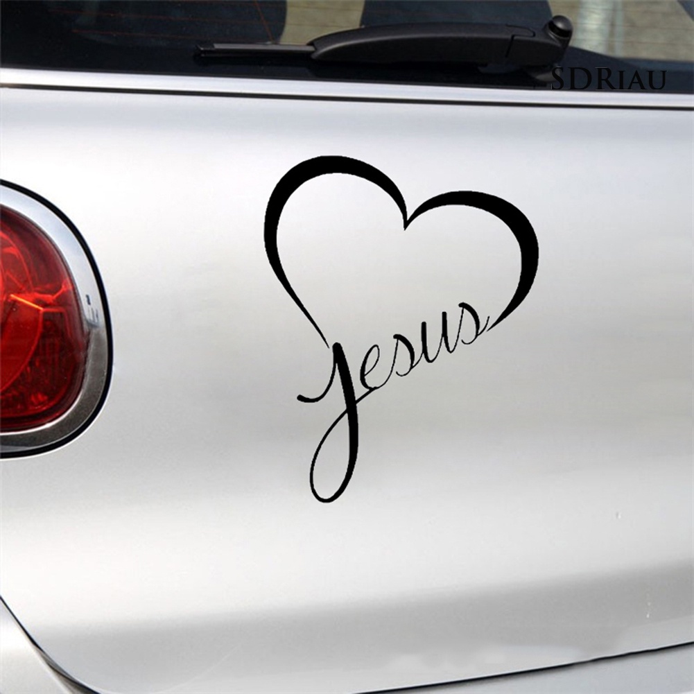 Miếng Dán Trang Trí Cửa Sổ Xe Hơi Chống Nước Tháo Được Hình Chúa Jesus Và Trái Tim